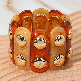Chunky Wide Marbled Resin Dome Stretch Bracelet