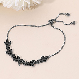 Marquise CZ Stone Cluster Accent Adjustable Evening Bracelet