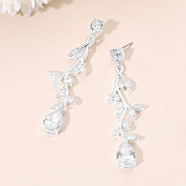 CZ Marquise Teardrop Vine Earrings