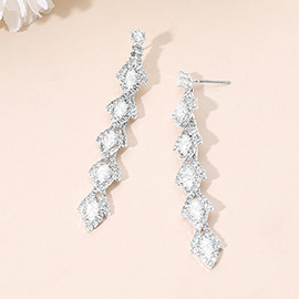 Marquise CZ Stone Link Drop Evening Earrings