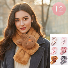 12PCS - Cute Plush Bunny Cozy Winter Scarves