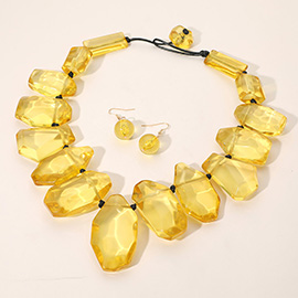 Multi Shaped Acrylic Rock Beaded Statement Necklace