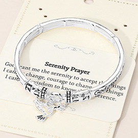 Serenity Prayer Inspirational Religious Message Dove Charm Stretch Bangle Bracelet