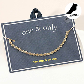 18K Gold Filled Twisted Rope Chain Anklet