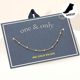 18K Gold Filled Dainty Beaded Station Chain Anklet