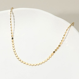 18K Gold Filled Flat Disc Link Chain Necklace