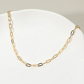18K Gold Filled Oval Paperclip Chain Necklace