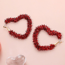 Tinsel Heart Hoop Earrings