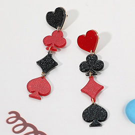 Sparkle Resin Playing Card Drop Earrings