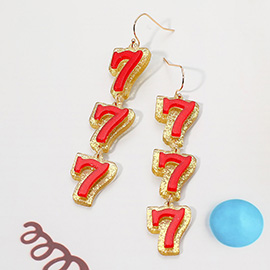 Resin Lucky 7 Drop Earrings