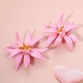 Bold Oversized Resin Petal Flower Statement Earrings