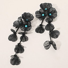 Bold Cutout Floral Drop Statement Earrings