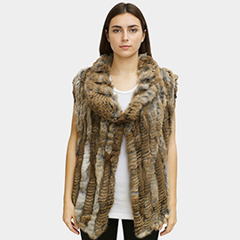 Luxe Textured Faux Fur Oversized Collar Sleeveless Vest