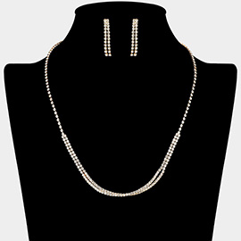 Layered Rhinestone Dual Strand Necklace
