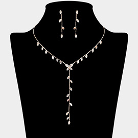 CZ Marquise Stone Cluster Leaf Vine Necklace