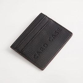 Textured Faux Leather Card Case Wallet