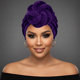 Sculpted Floral Knot Accent Turban Hair Wrap