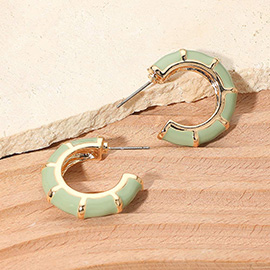 Enamel Bamboo Hoop Earrings