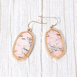 Hexagon Resin Frame Dangle Earrings