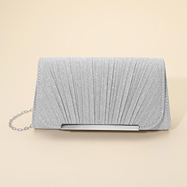 Sparkle Pleated Fabric Elegant Evening Clutch Crossbody Bag