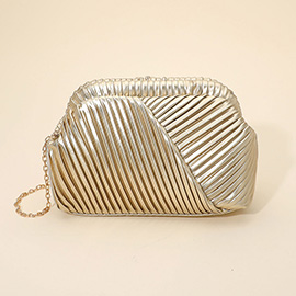 Faux Leather Textured Evening Clutch Crossbody Bag