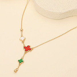 Quatrefoil Charm Link Cascading Necklace