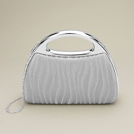 Shimmering Structured Evening Clutch Crossbody Bag
