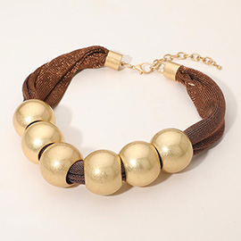 Bold Ball Beaded Mesh Chain Statement Necklace