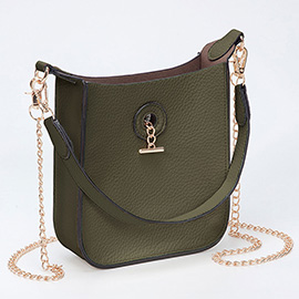 Faux Leather Chain Shoulder Mini Crossbody Bag