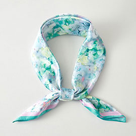 Watercolor Floral Pattern Printed Square Silky Satin Bandana Scarf