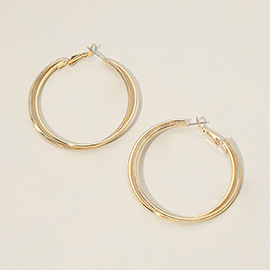 Gold Dipped Textured Layered Hoop Earrings