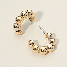 Gold Dipped Beaded Dome Hoop Earrings