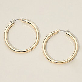 Gold Dipped Classic Thick Pin Catch Hoop Earrings