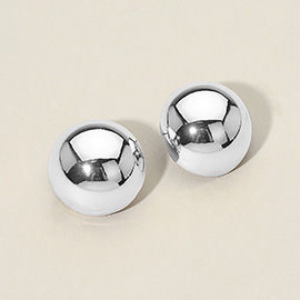 Silver Dipped Round Dome Stud Earrings