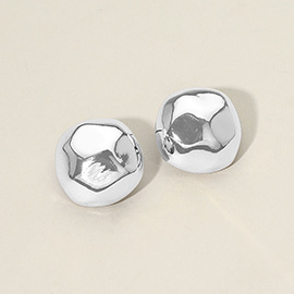 Silver Dipped Organic Pebble Stud Earrings