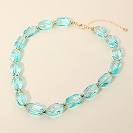 Translucent Resin Pebble Beaded Statement Necklace