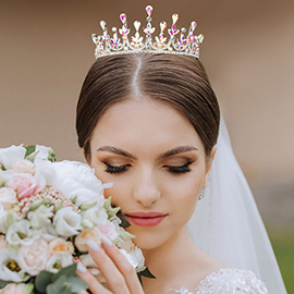 Teardrop Marquise Stone Cluster Embellished Princess Tiara