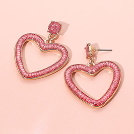 Glitter Open Heart Dangle Earrings