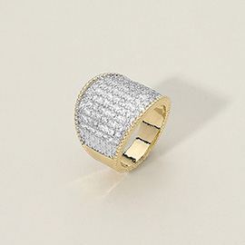 Wide CZ Pave Dome Statement Ring