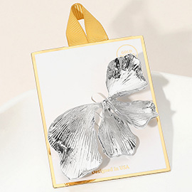 Gold Dipped Textured Metal Sculpted Petal Pin Brooch