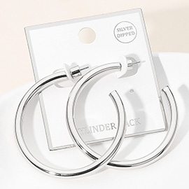 Silver Dipped Bold Open Hoop Earrings