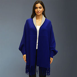 Fringe Trim Shawl Poncho