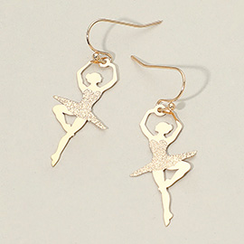 Metal Cutout Ballerina Silhouette Dangle Earrings