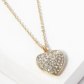Rhinestone Paved Heart Pendant Necklace