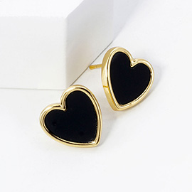 Gold Dipped Heart Stud Earrings