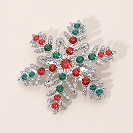 Rhinestone Paved Snowflake Pin Brooch
