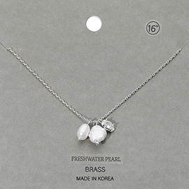 Freshwater Pearl Stone Cluster Charm Pendant Necklace