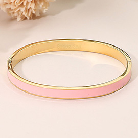 Stainless Steel Enamel Inlay Hinged Bangle Bracelet