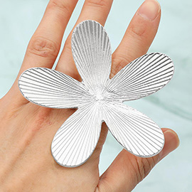 Bold Textured Metal Flower Stretch Statement Ring