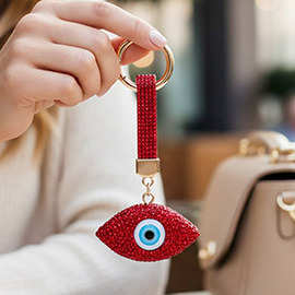 Bling Studded Evil Eye Bag Charm Keychain
